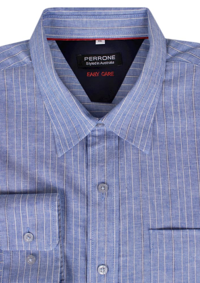 PERRONE LINEN BLEND PINESTRIPE  L/S SHIRT 