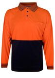 PRIME MOVER HI VIS POLO LONG SLEEVE-workwear-BIGMENSCLOTHING.CO.NZ