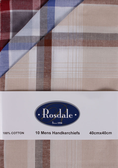 ROSDALE BUDGET 10PK HANDKERCHIEFS 