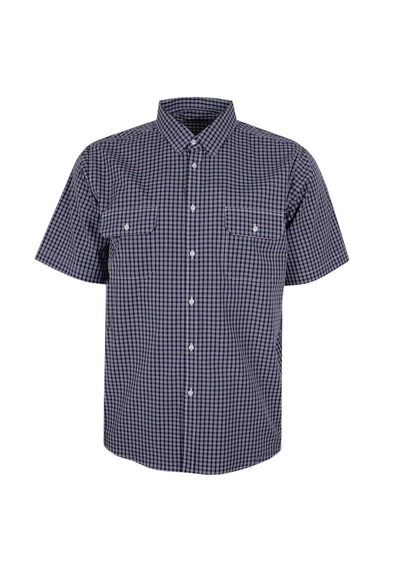 CIPOLLINI 2 POCKET NAVY CHECK S/S SHIRT