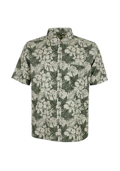 CIPOLLINI BAMBOO GREEN HIBISCUS S/S SHIRT