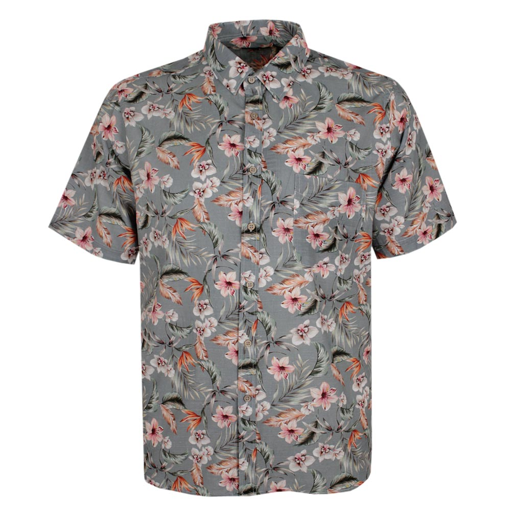 CIPOLLINI BAMBOO GREY HIBICUS S/S SHIRT