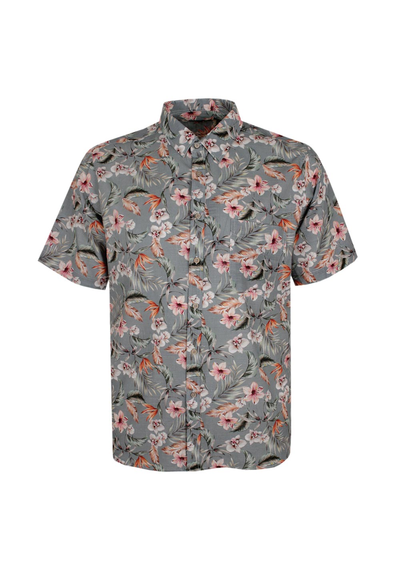 CIPOLLINI BAMBOO GREY HIBICUS S/S SHIRT