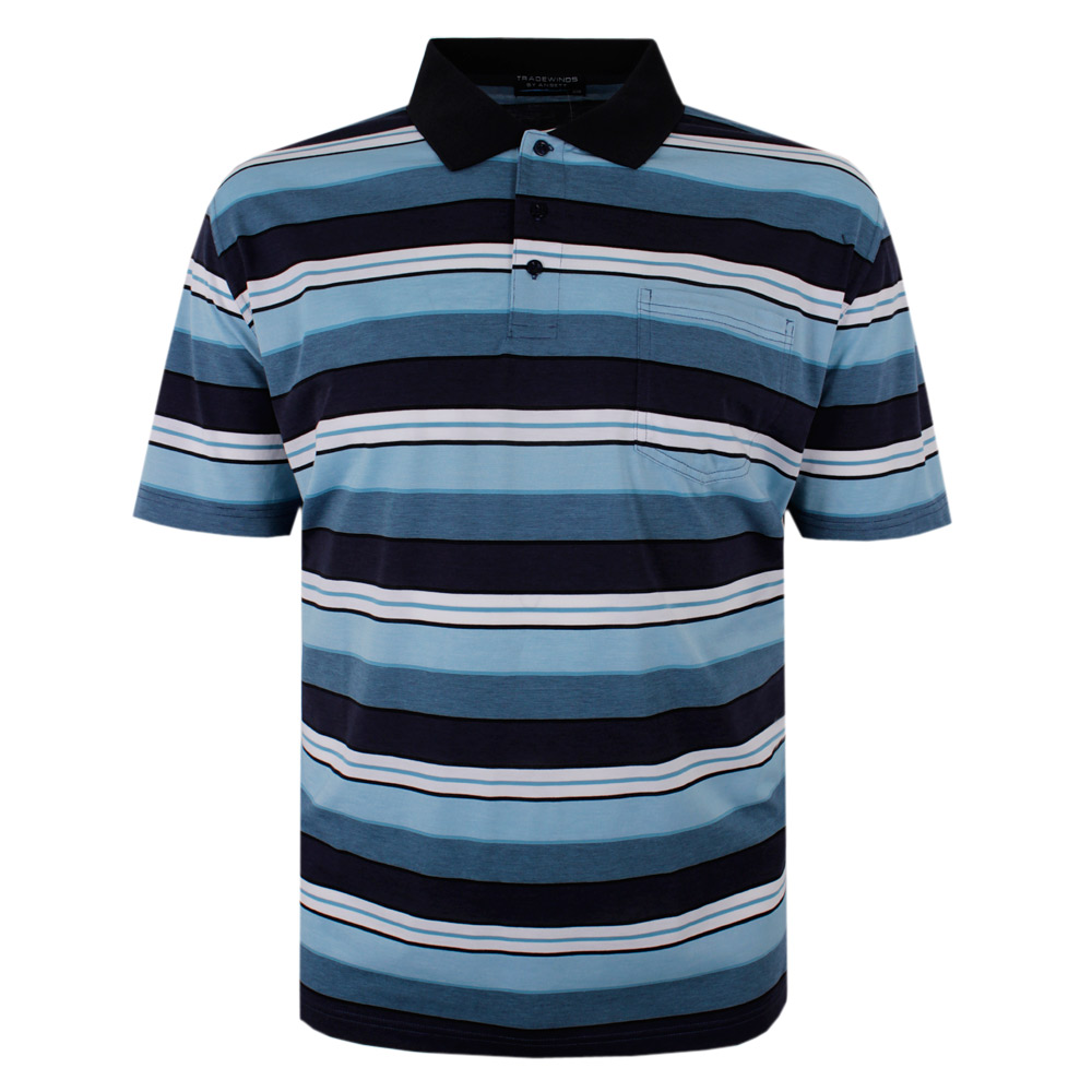 TRADEWINDS AQUA STRIPE POLO