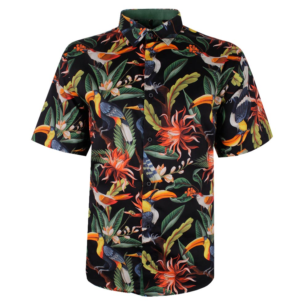 KAM TROPICAL TOUCAN PRINT S/S SHIRT