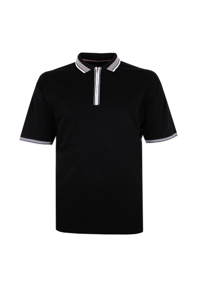 KAM ZIP COLLAR TEXTURED POLO