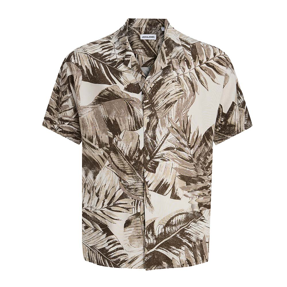JACK AND JONES BROWN PALM S/S SHIRT 